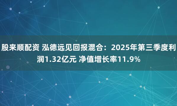 股来顺配资 泓德远见回报混合：2025年第三季度利润1.32亿元 净值增长率11.9%