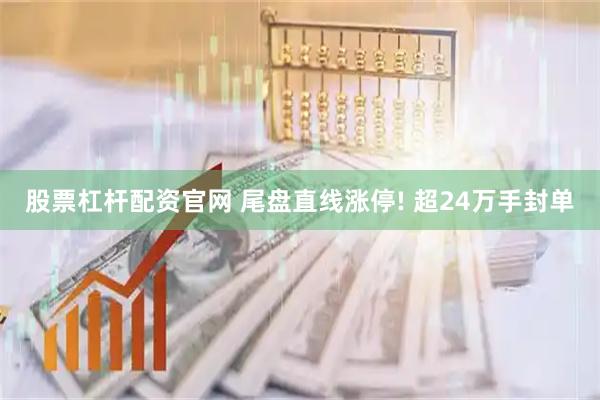 股票杠杆配资官网 尾盘直线涨停! 超24万手封单